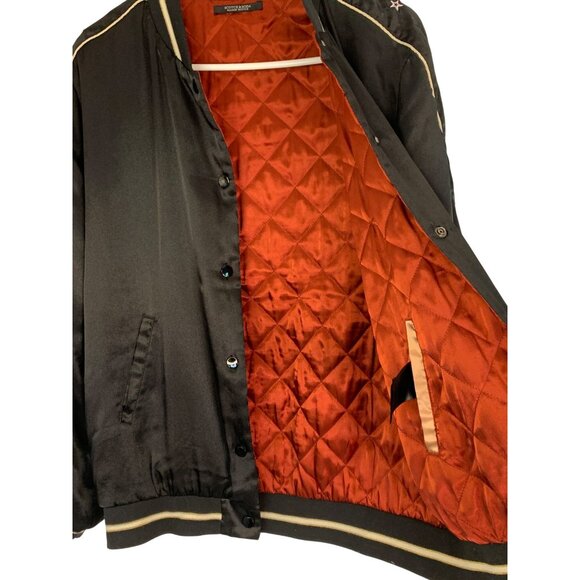 Scotch & Soda S/M Reverse Satin Bomber Jacket Embroider Patches & Stars RT10543 - Picture 10 of 15